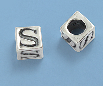 Sterling Silver Letter Bead - S - 5mm - Pack of 1