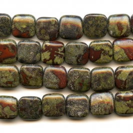 Dragon Blood Jasper 12mm Square Beads - 8 Inch Strand