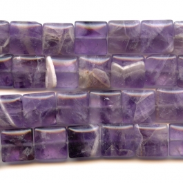 Dog Teeth Amethyst 12mm Square Beads - 8 Inch Strand