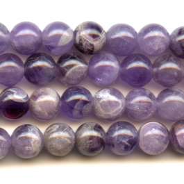 Dog Teeth Amethyst 8mm Round Beads - 8 Inch Strand