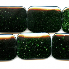 Green Goldstone 30x40mm Rectangle Beads - 8 Inch Strand