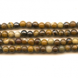 Iron Zebra Jasper 4mm Round Beads - 8 Inch Strand