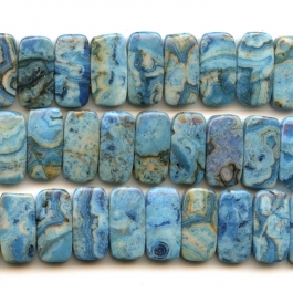 Blue Crazy Lace Agate 10x20mm Double Drilled Beads - 8 Inch Strand