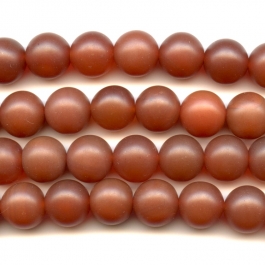 Matte Carnelian 12mm Round Beads - 8 Inch Strand