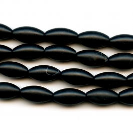 Matte Onyx 10x20mm Rice Beads - 8 Inch Strand