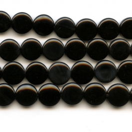 Onyx 12mm Coin Beads - 8 Inch Strand