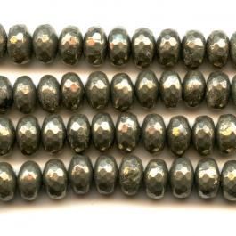 Pyrite 8mm Faceted Rondelle Beads - 8 Inch Strand