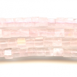 Rose Quartz 6mm Cube Beads - 8 Inch Strand