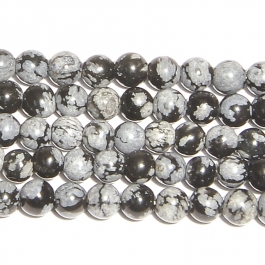 Snowflake Obsidian 4mm Round Beads - 8 Inch Strand