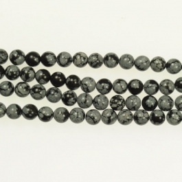 Snowflake Obsidian 6mm Round Beads - 8 Inch Strand