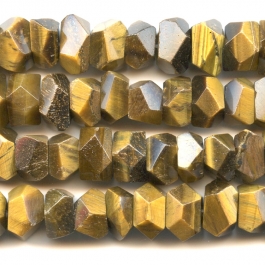 Tiger Eye 7x12mm Faceted Nugget Beads - 8 Inch Strand