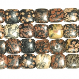 Mexican Red Snowflake Jasper 12mm Square Beads - 8 Inch Strand