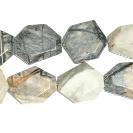 Picasso Jasper Faceted Hexagon Beads - 8 Inch Strand