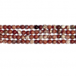 White Lace Red Jasper 8mm Round Beads - 8 Inch Strand