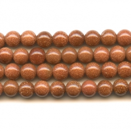 Goldstone 6mm Round Beads - 8 Inch Strand