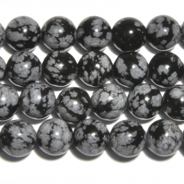 Snowflake Obsidian 10mm Round Beads - 8 Inch Strand