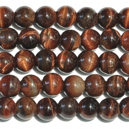 Red Tiger Eye 8mm Round Large Hole Beads - 8 Inch Strand
