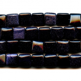 Blue Goldstone 12mm Square Beads - 8 Inch Strand