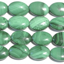 Malachite 10x14mm Oval Beads - 8 Inch Strand