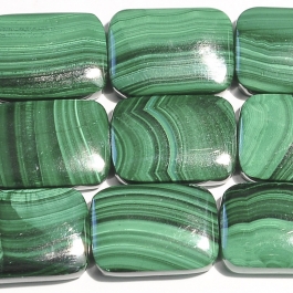 Malachite 13x18mm Rectangle Beads - 8 Inch Strand