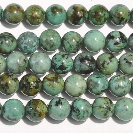 African Turquoise 6mm Round Beads - 8 Inch Strand