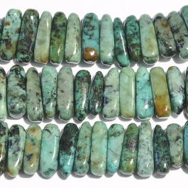 African Turquoise 5x15mm Flat Chip Beads - 8 Inch Strand