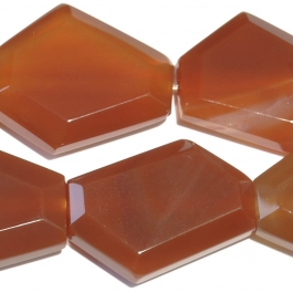 Carnelian 25x30mm Faceted Hexagon Beads - 8 Inch Strand