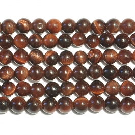 Red Tiger Eye 4mm Round Beads - 8 Inch Strand