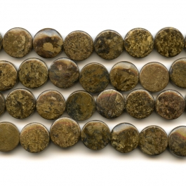 Bronzite 12mm Coin Beads - 8 Inch Strand