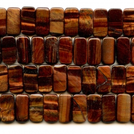 Red Tiger Eye 10x20mm Double Drilled Beads - 8 Inch Strand