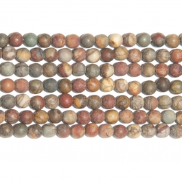 Red Creek Jasper Matte 6mm Round 8 Inch Strand