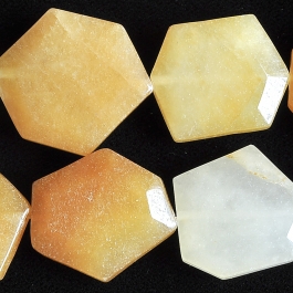 Yellow Jade 22x30 Faceted Hexagon 8 Inch Strand