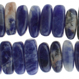 Sodalite 5x15mm Center Drill Flat Chip 8 inch Strand