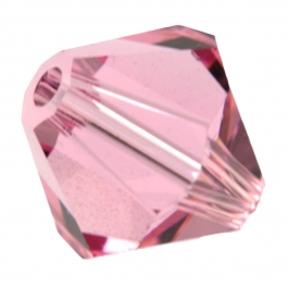 6mm Light Rose 5301 Bi-Cone Swarovski Crystal Beads - Pack of 10