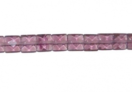 8x8mm Faceted Square Amethyst (Reconstituted) Beads - 16 inch Strand