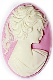 40x30mm Oval Fashion Cameo Lady in Violet - Pack of 1