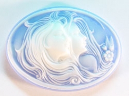 40x30mm Oval Fashion Cameo Reflections in Blue - Pack of 1