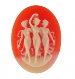 40x30mm Oval Fashion Cameo - Three Graces