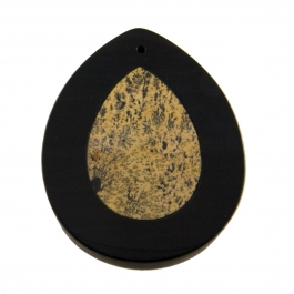 44X34mm Paint Brush/Black Jasper Inlay Pear Pendant - Pack of 1