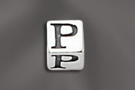 Pewter Alphabet Cubes 5.5MM W/4MM Hole - PW R 5.5MM Cube W/4MM Hole