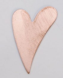 Copper Funky Heart, 24 Gauge, 1 by 5/8 Inch, Pack of 6