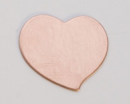 Copper Heart, 24 Gauge, 3/4 by 3/4 Inch, Pack of 6